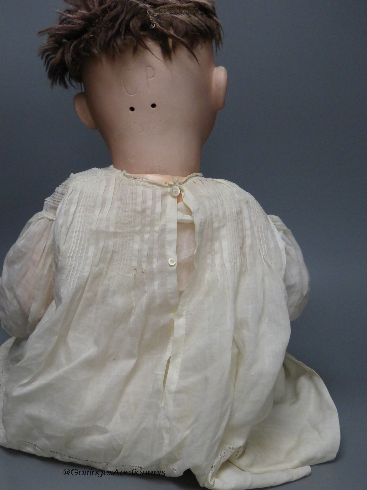 A German bisque headed doll, by Catterfelder Puppenfabrik marked CP58